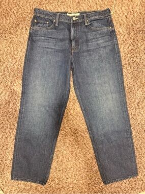 NEW MOTHER Women's Boyfriend Jeans in Dark Blue Denim